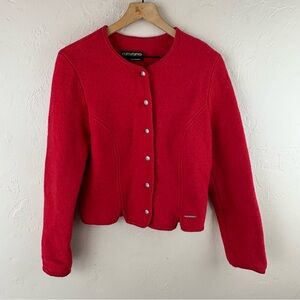 Vintage Geiger Tyrol Red Wool Jacket Button Close 40 Small Austria